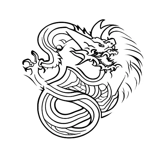 Combine elements of Wushu and dragon in a minimalist design tattoo design idea