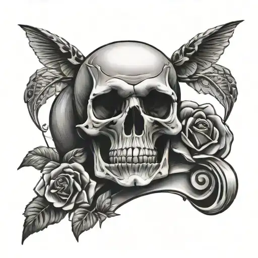 skull and balance  tattoo design idea