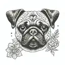 pug dog tattoo design idea