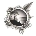 sunset, loss, dad tattoo design idea