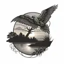 sunset, loss, dad tattoo design idea