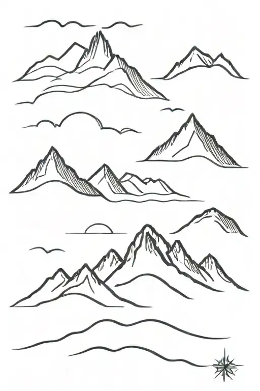 A tattoo representing nature, mountains, the sea, freedom and independence, fitting on an ankle or under my breast  tattoo design idea