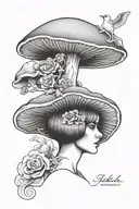 mushroom head lady   tattoo design idea
