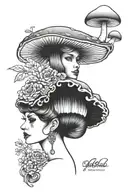 mushroom head lady   tattoo design idea