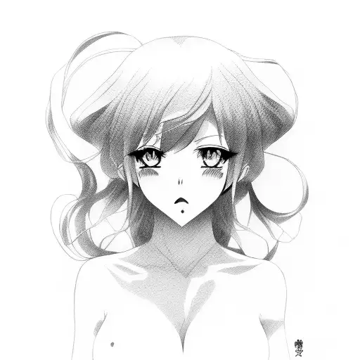 nude anime waifu tattoo design idea