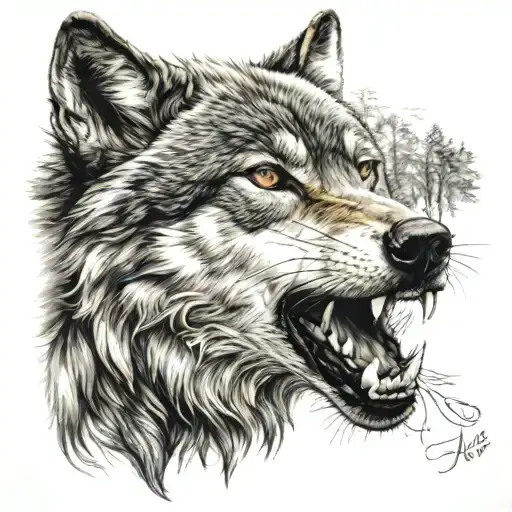 wolf head tattoo design idea