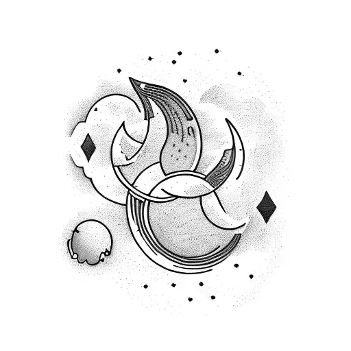 twin crescent moons with lavender  tattoo design idea