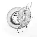 crescent moons with lavender  tattoo design idea