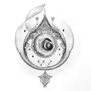 crescent moons with lavender  tattoo design idea