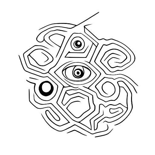 LSD molecule with an eye  tattoo design idea