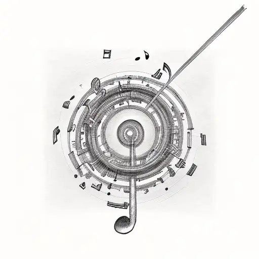 A music note intertwined with a Houston skyline tattoo design idea