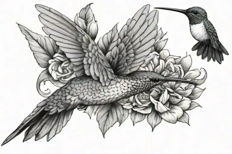 humming bird flying away tattoo design idea