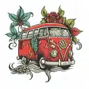 red vw bus  tattoo design idea