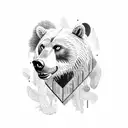 Bear and wolf with jungle background tattoo design idea