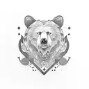 Bear and wolf with jungle background tattoo design idea