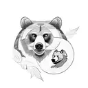 Bear and wolf with jungle background tattoo design idea