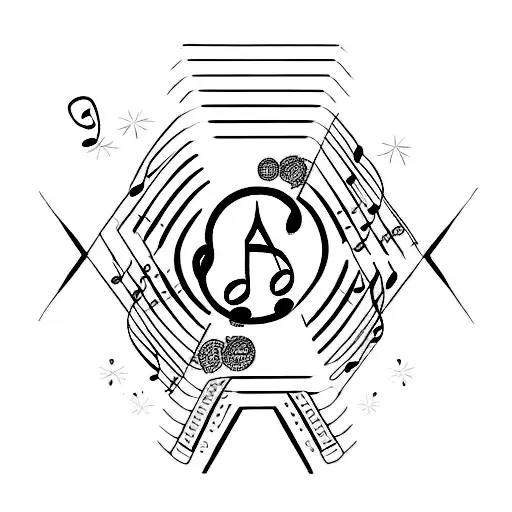Combine elements of music and my boyfriend in a tattoo tattoo design idea