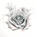 rose in fire with skull  tattoo design idea