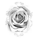 rose in fire with skull  tattoo design idea