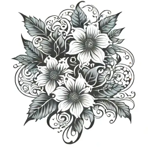gothic floral patterns tattoo design idea