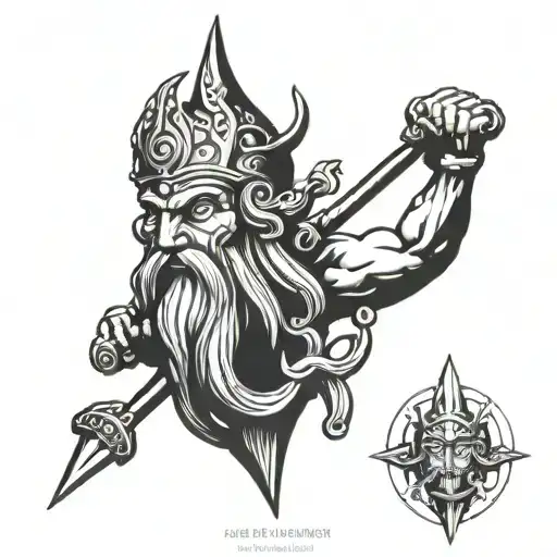 Trident de poseidon god tattoo design idea