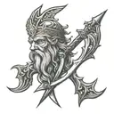 Trident de poseidon god tattoo design idea