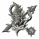 Trident de poseidon god tattoo design idea