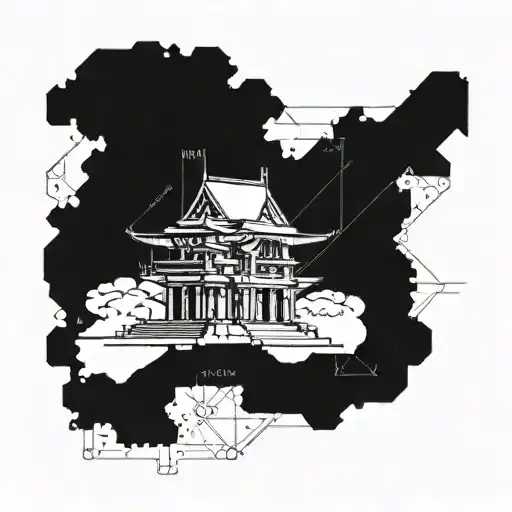 Combine a blueprint of a civil engineering with wisdom tattoo design idea
