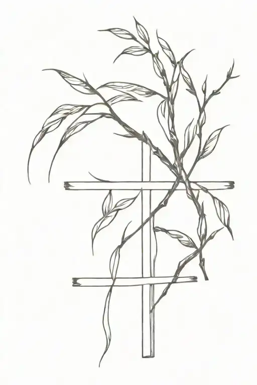 willow branch with date making a cross tattoo tattoo design idea