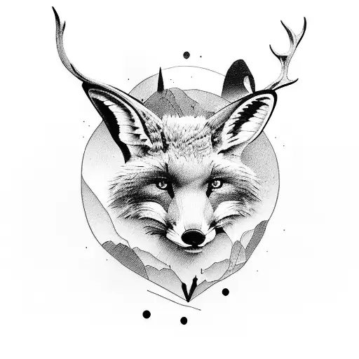 stag, Fox, rabbit, bear native American  tattoo design idea