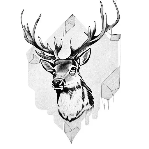 stag native American  tattoo design idea