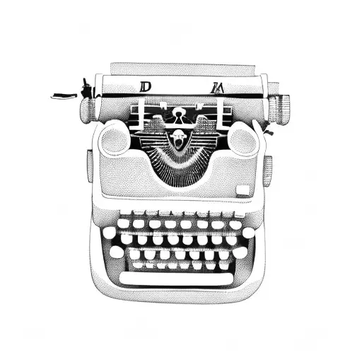 A typewriter morphing into a guitar tattoo design idea