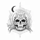 Moon, skull  tattoo design idea