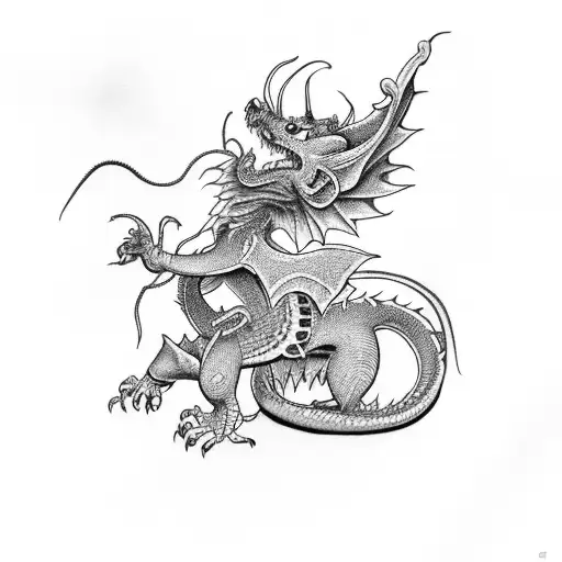 deamon rat dragon with wings tattoo design idea