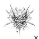 demonic creature with eye wings tattoo design idea
