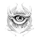 demonic creature with eye wings tattoo design idea