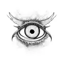 demonic creature with eye wings tattoo design idea