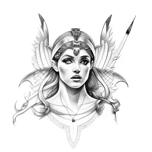 nike greek goddess tattoo design idea