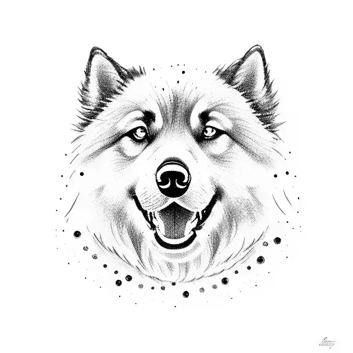 Eurasier dog smile friendly Happy  tattoo design idea