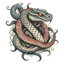 Viper snake humanoid ninja with sai tattoo design idea