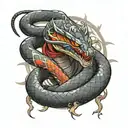 Viper snake humanoid ninja with sai tattoo design idea