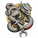 Viper snake humanoid ninja with sai tattoo design idea