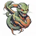 Viper snake humanoid ninja with sai tattoo design idea