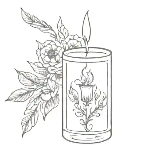 moody vintage mirror candle burning tattoo design idea
