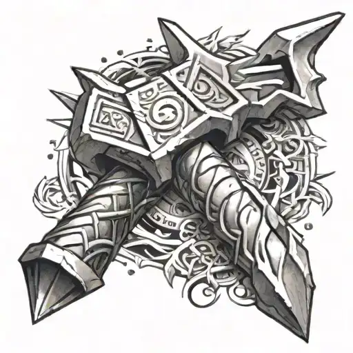 thor hammer tattoo design idea