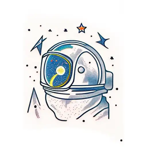 astronaut daydreaming in the space tattoo design idea