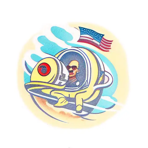 astronaut daydreaming in the space while standing on books tattoo design idea