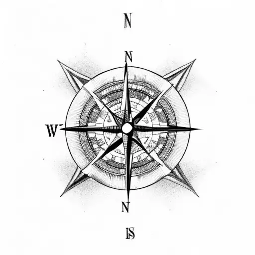 compass with cancer bow and butterfly tattoo design idea