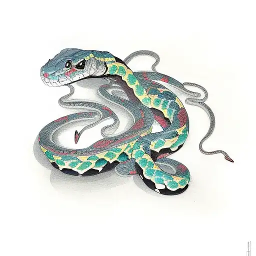 snake and butterfly  tattoo design idea