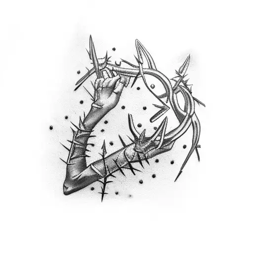 thin arm cuff with thorns tattoo design idea